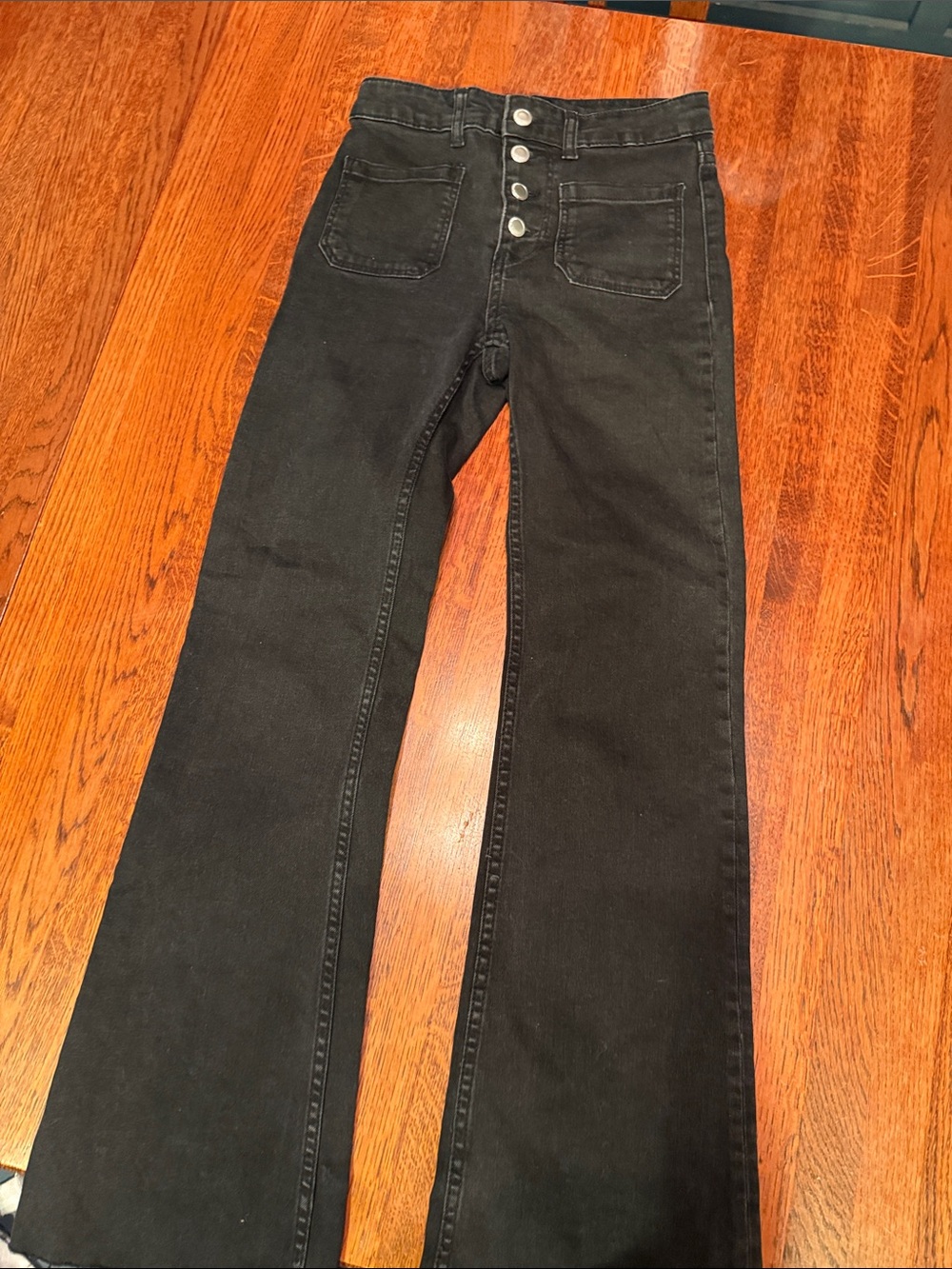 Zara Black High-Rise Wide-Leg Button-Fly Jeans